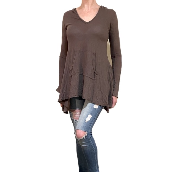 Bobi Handkerchief hem light tunic top brown small - Picture 2 of 9